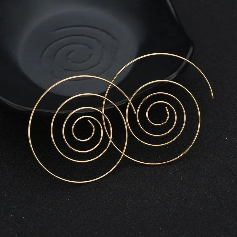 Gold Women's Spiral Hoop Earrings