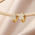 Four-Leaf Clover Hoop Earrings in Zircon