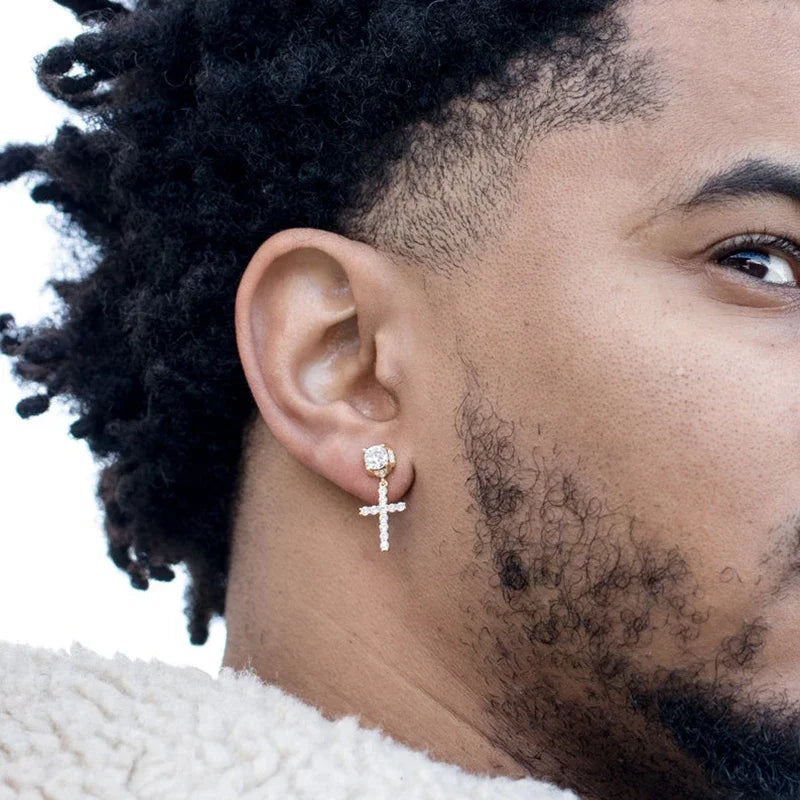 Discrete Cross Earrings Men Women style 1