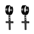 Men Women Cross Earrings black