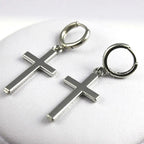 Silver Cross Dangle Earrings