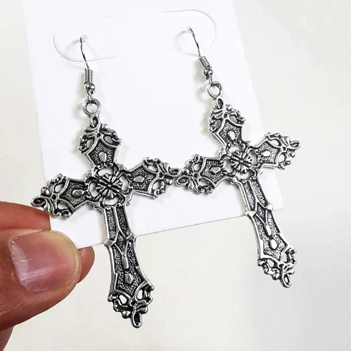 Gothic Style Cross Earrings for Women style