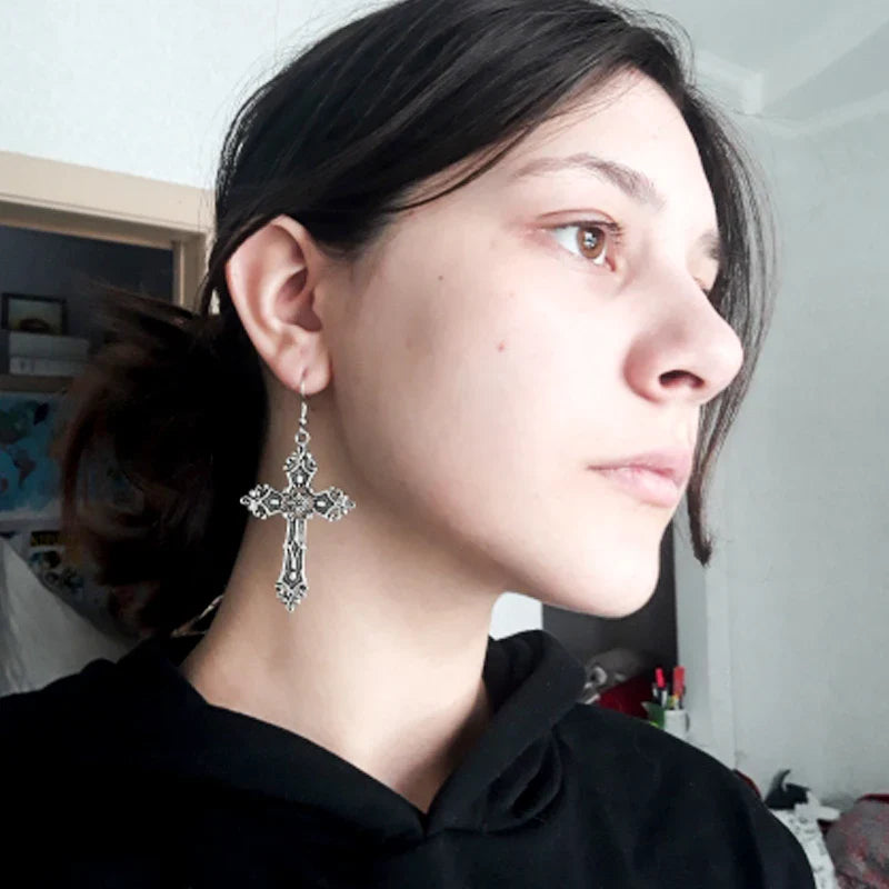 Gothic Style Cross Earrings for Women style 1