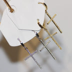 Zircon Cross Hoop Earrings