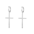 Zircon Cross Hoop Earrings