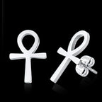 Egypt Ankh Cross Earrings Men Women Silver