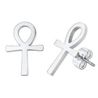 Egypt Ankh Cross Earrings Men Women Silver