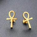 Egypt Ankh Cross Earrings Men Women Gold
