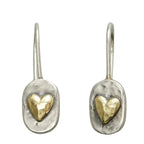 Heart-shaped earrings in silver and gold tones