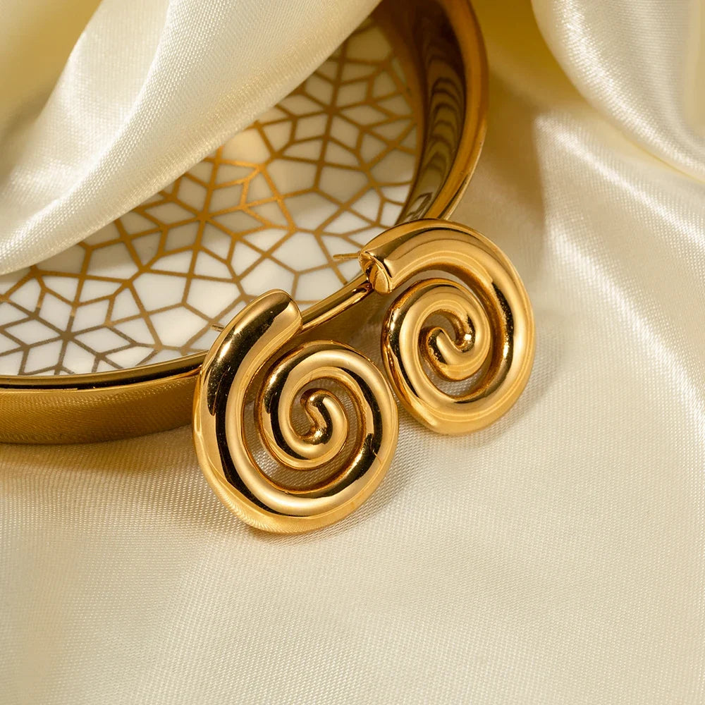 Gold domed spiral earrings