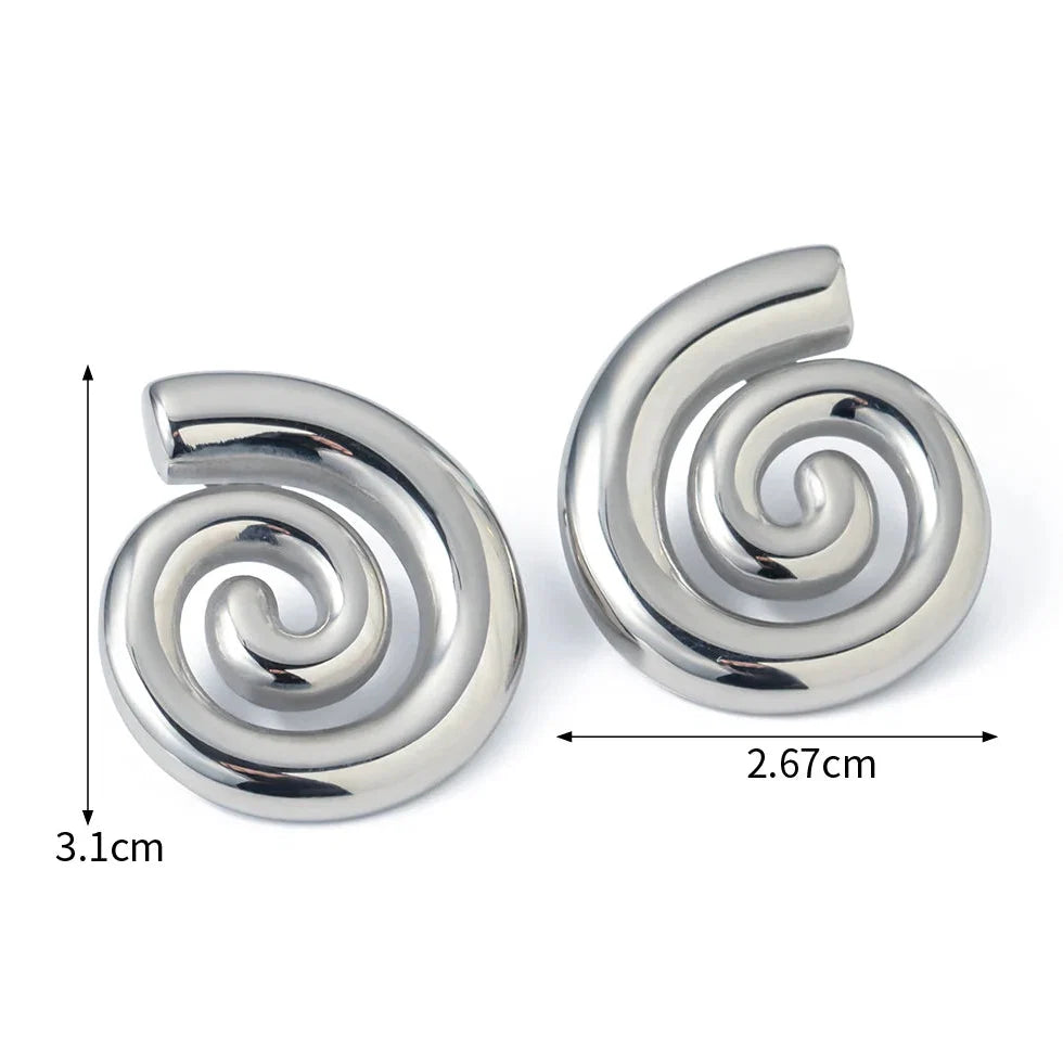 Silver domed spiral earrings