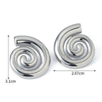 Silver domed spiral earrings