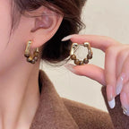 Women's Earrings Tiger Eye Hoop Earrings