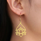 Women's Gold Lotus Flower Dangle Earrings