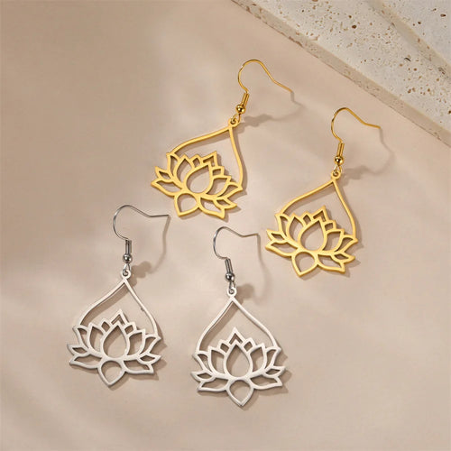 Women's Lotus Flower Dangle Earrings