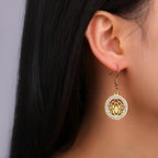 Women's Dangling Earrings Lotus Flower Dawapara gold