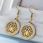 Women's Dangling Earrings Lotus Flower Dawapara gold