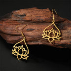 Women's Gold Lotus Flower Dangle Earrings