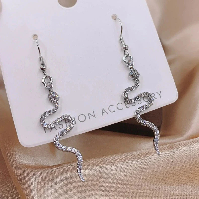 Women's Earrings Reptile Silver Snake