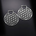 Dawapara Flower of Life Mandala Earrings for Women silver