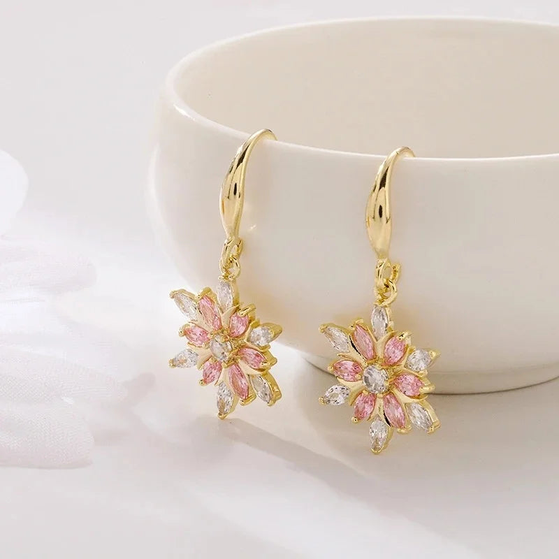 Snowflake Zircon Dangle Earrings Women's style 2
