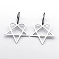 Goth Earrings "Heartagram" Silver Pentagram Heart