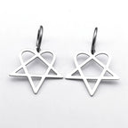 Goth Earrings "Heartagram" Silver Pentagram Heart