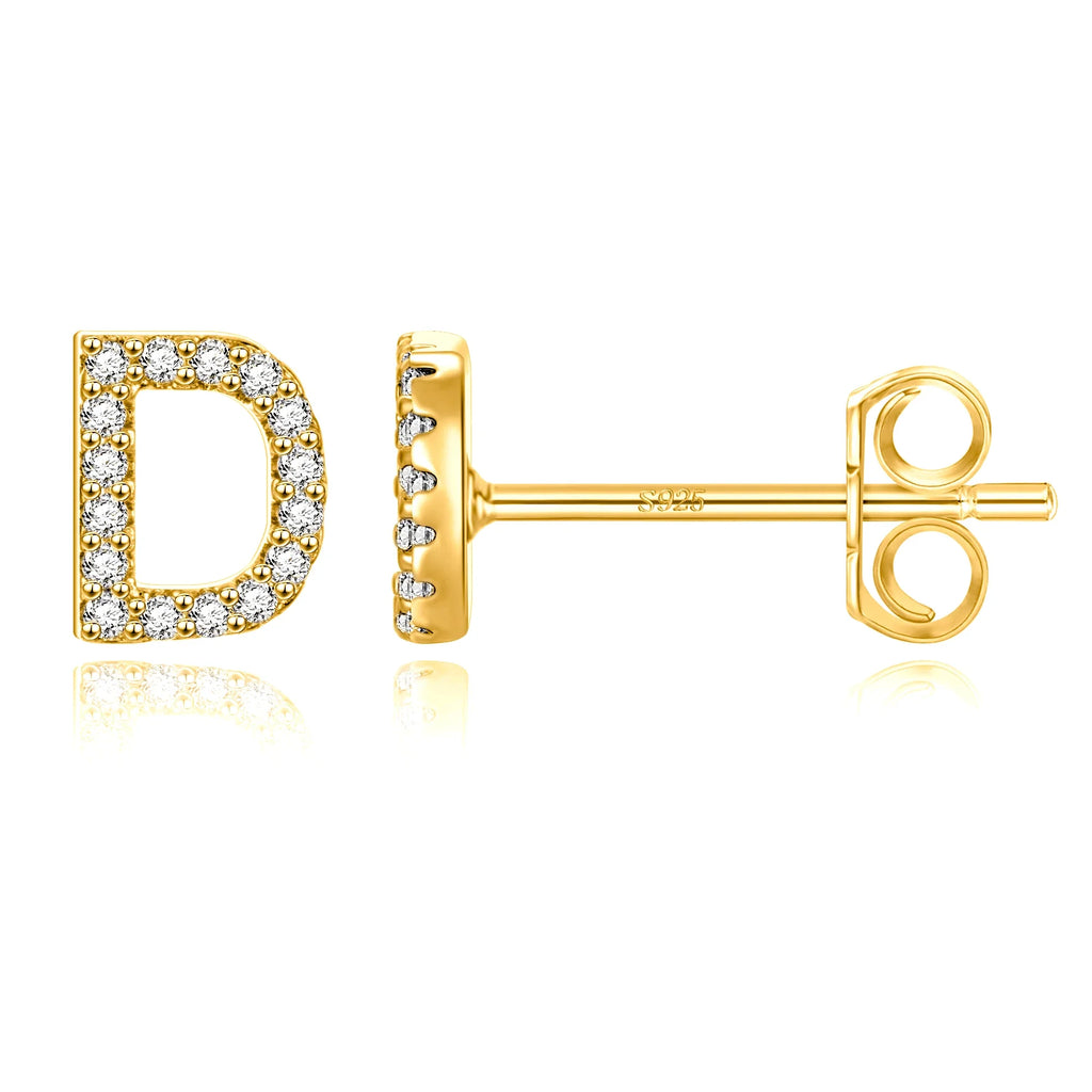 Gold initial earrings d