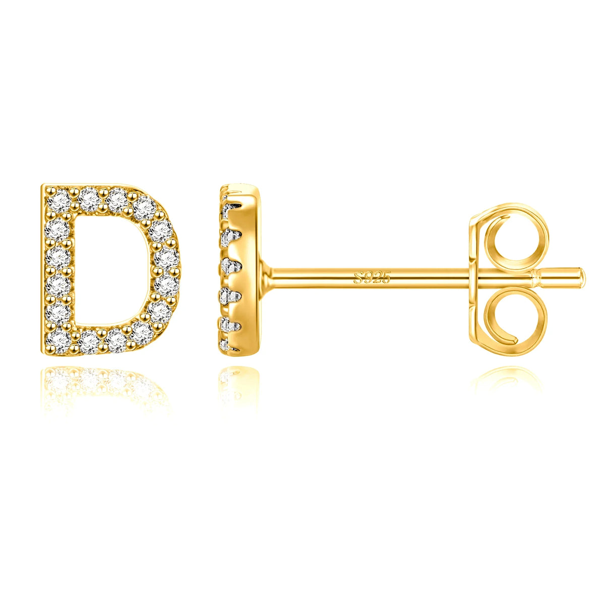 Gold initial earrings d