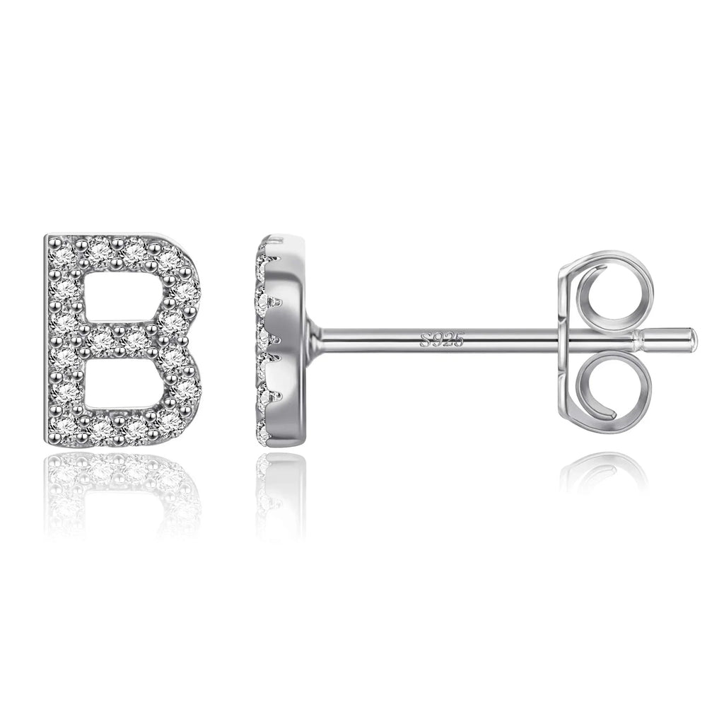 Silver initial earrings b