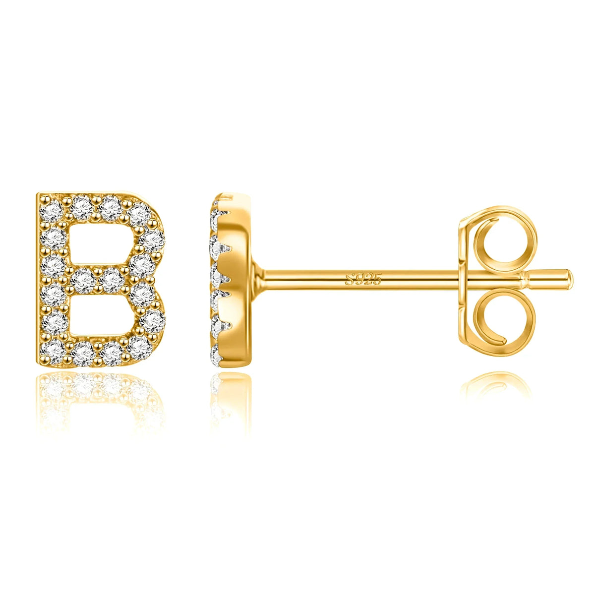 Gold initial earrings b