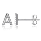 Silver initial earrings a