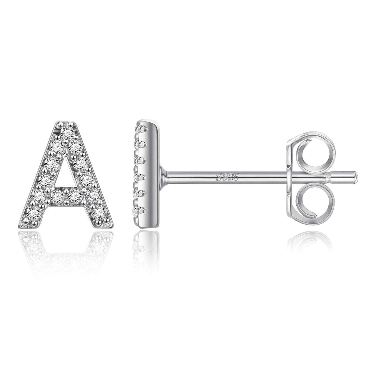 Silver initial earrings a