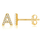 Gold initial earrings a