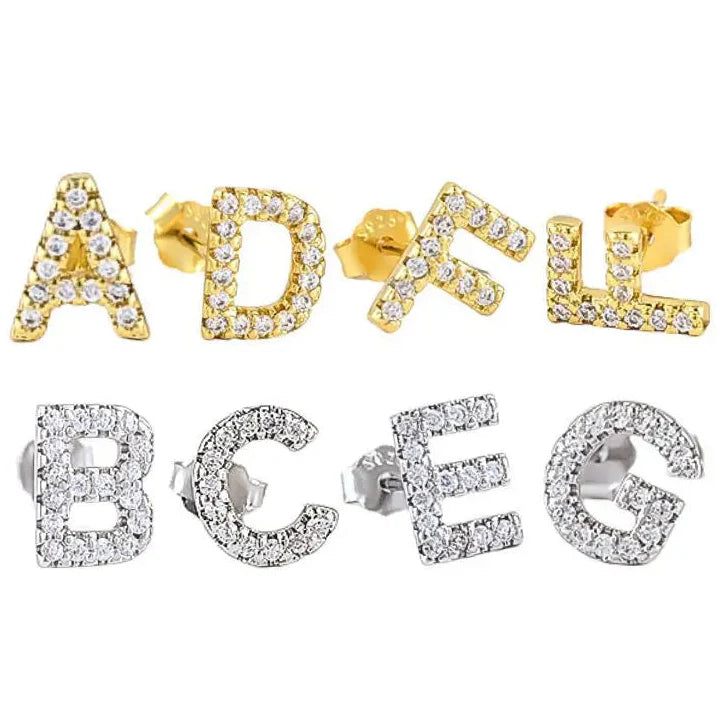 Silver initial earrings b