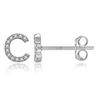 Silver initial earrings c