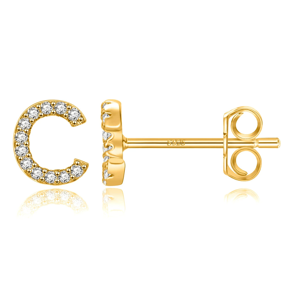 Gold initial earrings c