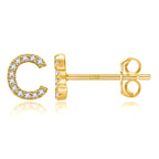 Gold initial earrings c