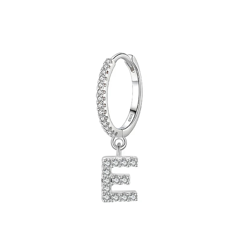 Huggie earrings with initial e
