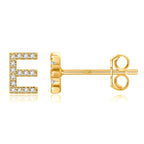 Gold initial earrings e