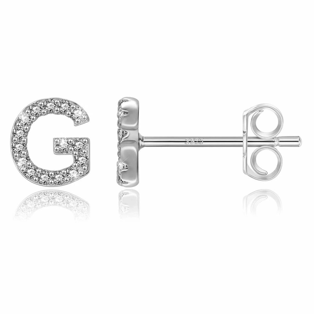 Silver initial earrings g