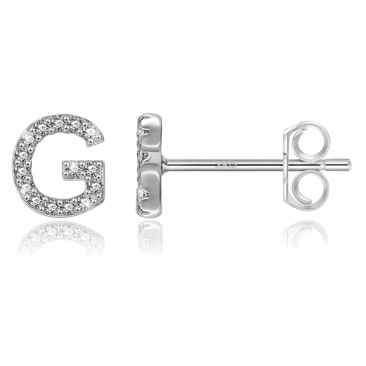 Silver initial earrings g