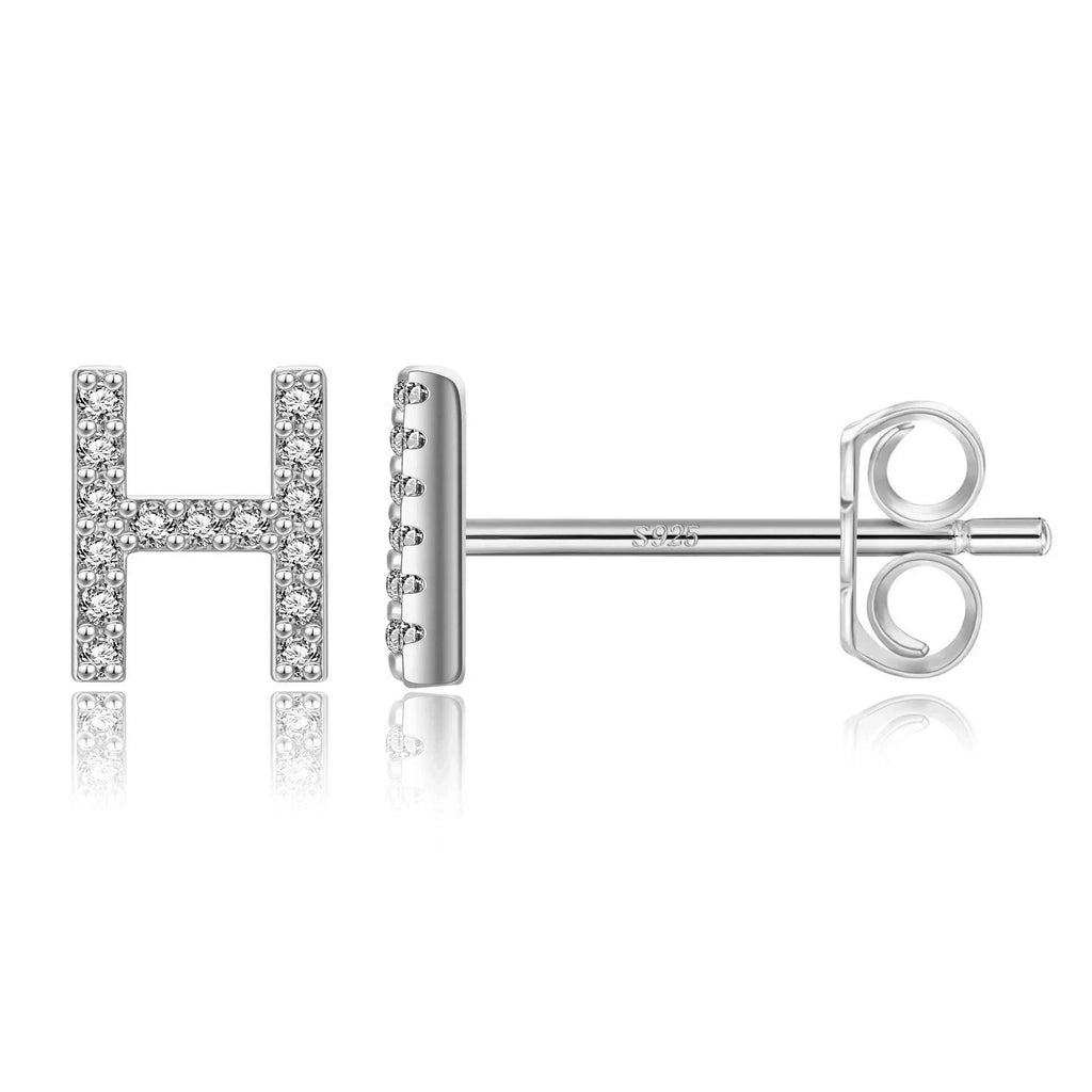 Silver initial earrings h