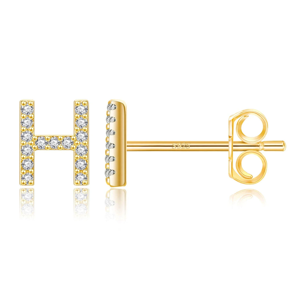 Gold initial earrings h