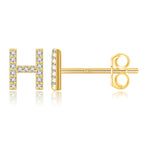 Gold initial earrings h