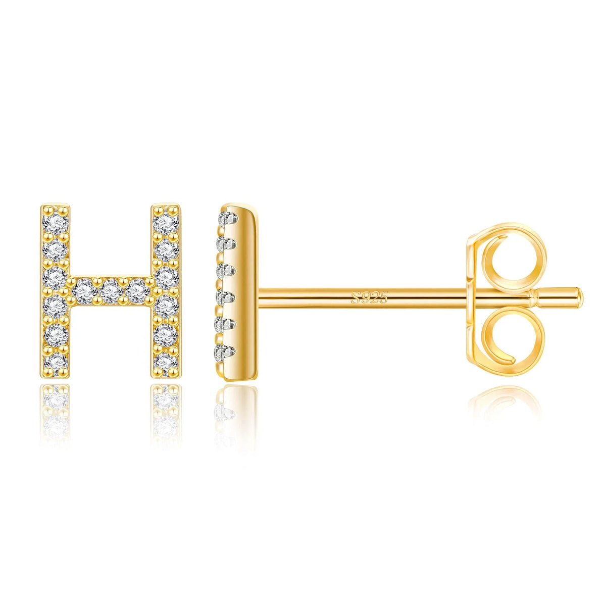 Gold initial earrings h