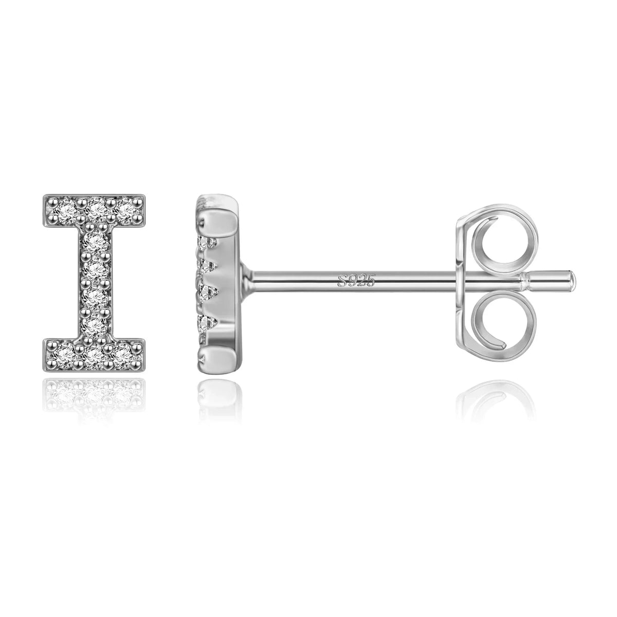 Silver initial earrings i