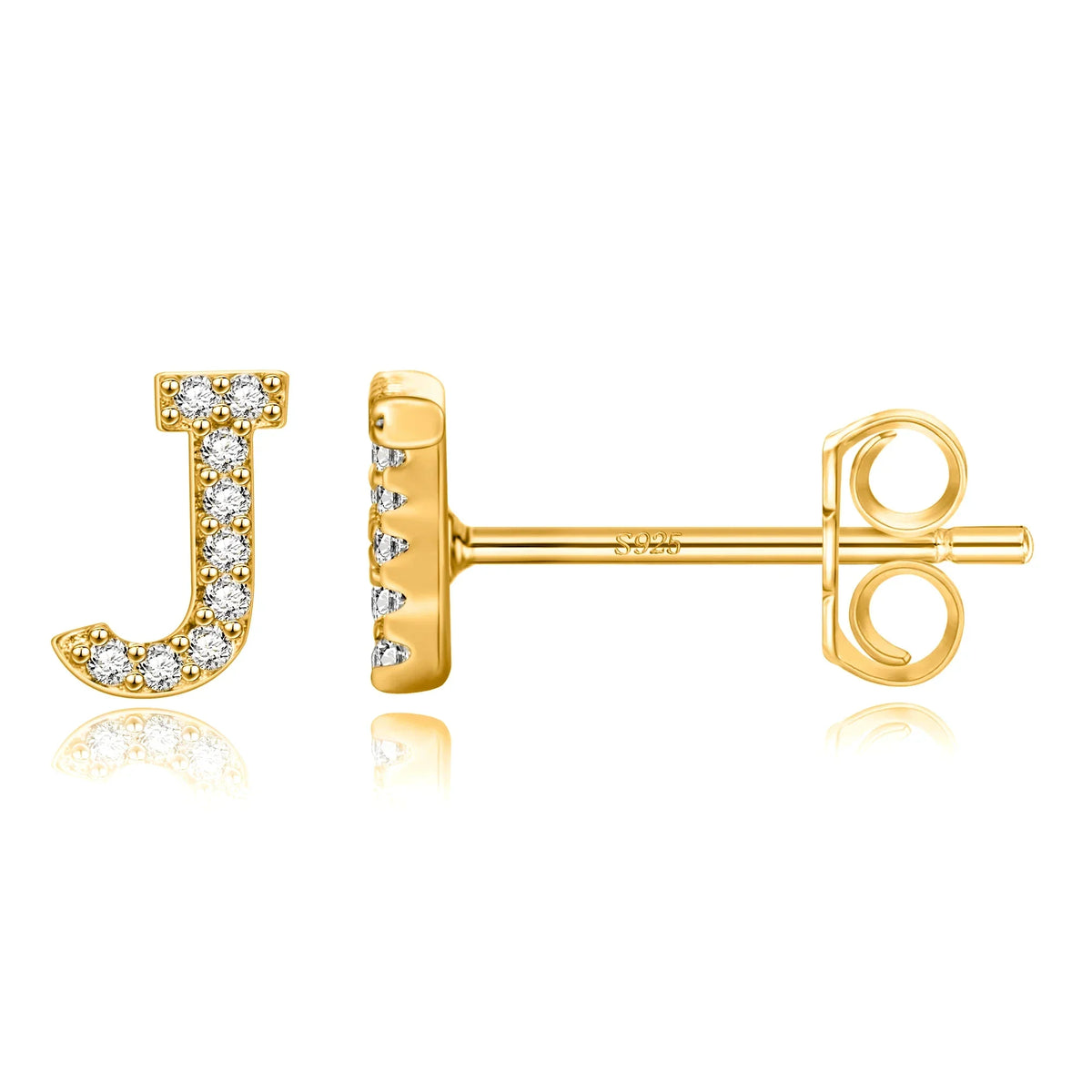 Gold initial earrings j