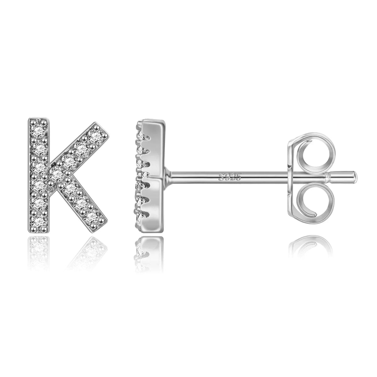 Silver initial earrings k