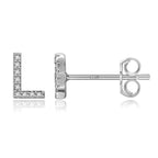 Silver initial earrings l